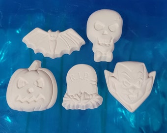 5-Halloween Pins or Pendants Ornaments Ceramics Casted by CrazyOldLadyJC