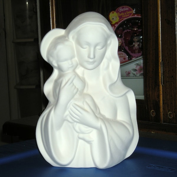 Mother Mary w/Baby Jesus Ready to Paint Ceramics Slip Cast from a Mold