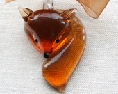 ON VACATION, Cute Fox Necklace Pet Animal Jewelry dainty Sterling Silver Chain The little Prince Fox Lampwork Pendant Woodland