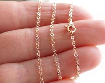 ON VACATION, 14 to 18 inch Fine Dainty Rose Gold Chain Necklace Thin Link Chain Tiny Gold Filled Finished Necklace Ready to Wear