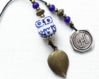 ON VACATION, Ceramic Owl Beaded Bookmark Custom Bookmark Initial Personalize Wax Seal Letter Metal Leaf custom teacher gift