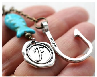 Personalized Keychain, Fishing Gift, Custom Initial Wax Seal stamp Charm, Personalized Gift for men