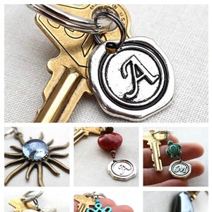 ON VACATION, Monogram Keychain Personalized Keychain Initial Keychain Wax Seal Initial girlfriend Personalized Gift for men