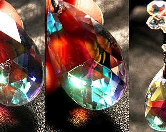 ON VACATION, Rainbow Crystal Suncatcher, Peacock Drop Pendant, Large Prism, Wedding Decor, Home Decoration, Swarovski Crystals