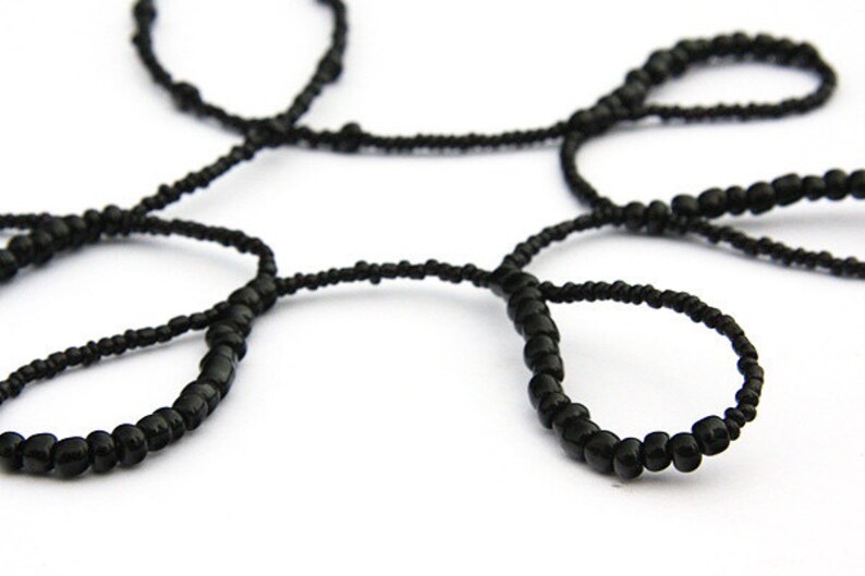 ON VACATION, Geometric Necklace Dainty Black Seed Bead Necklace OOAK Bubble Drop Necklace Thin Necklace Modern minimal Black image 4