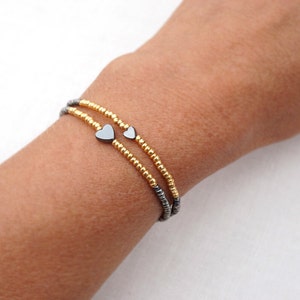 ON VACATION, Minimal Bracelet Tiny Bracelet Friendship Bracelet Petite Heart Bracelet Thin Bracelet Silver/Gold Stacking Bracelet