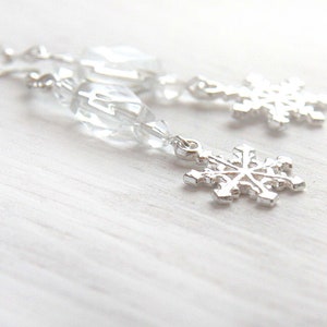 ON VACATION, Snowflake Earrings ice frozen Clear Crystal Earrings Sterling Silver Wedding Bridesmaids snow queen ice princess image 2