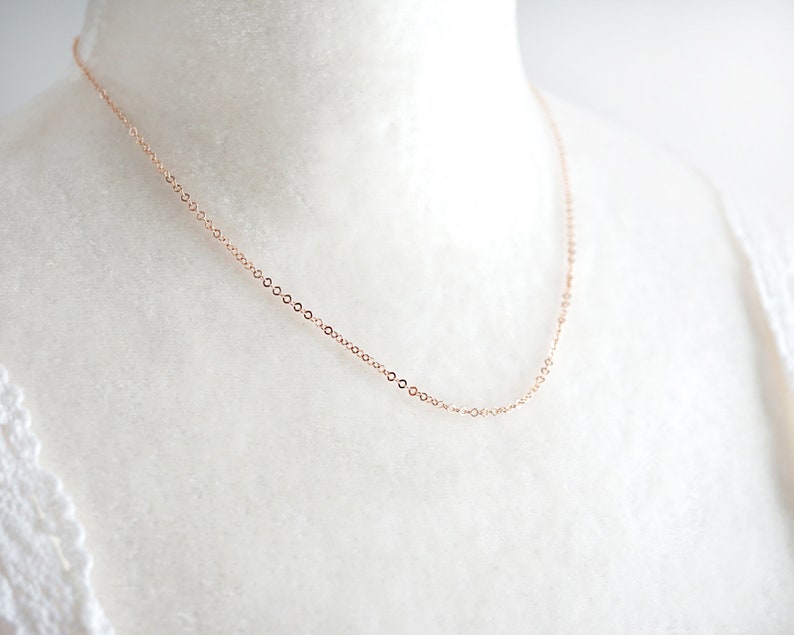 14 to 18 inch Fine Dainty Rose Gold Chain Necklace Thin Link Chain Tiny Gold Filled Finished Necklace Ready to Wear image 3