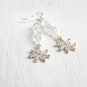 Snowflake Earrings ice frozen Clear Crystal Earrings Sterling Silver Wedding Bridesmaids snow queen ice princess image 3