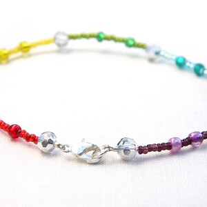 ON VACATION, Rainbow Bracelet Anklet Pride Bracelet LGBT Bracelet Silver Crystal Glass Beads Bohemian Anklet Pride image 2