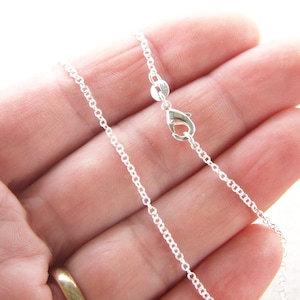 24 inch Long Fine 925 Sterling Silver Chain Necklace Thin Link Chain Cable Finished Necklace for Pendant Ready to Wear image 2