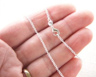 Custom 14 to 30 inch Fine 925 Sterling Silver Chain Necklace Thin Link Chain Dainty Finished Necklace Ready to Wear