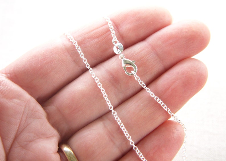 24 inch Long Fine 925 Sterling Silver Chain Necklace Thin Link Chain Cable Finished Necklace for Pendant Ready to Wear image 2