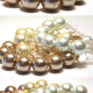 ON VACATION, Large Light Mocha Crystal and Pearl Bracelet. Big Swarovski Pearls, Swarovski Crystals, Exquisite Wedding Jewelry image 3