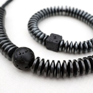 Raw Stone Necklace Men Necklace Dark Side of the Moon Necklace, Black Lava rock natural Hematite Steampunk Industrial