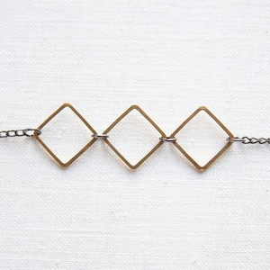 ON VACATION, Unisex Modern Geometric Necklace Industrial Minimalist Mixed Metal Squares Simple Everyday Necklace Gift for women men