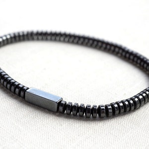 ON VACATION, Modern Minimal Bracelet Thin Magnetic Hematite Bracelet Docking Station Fashion Men Tech Natural Stone Techie Men image 2