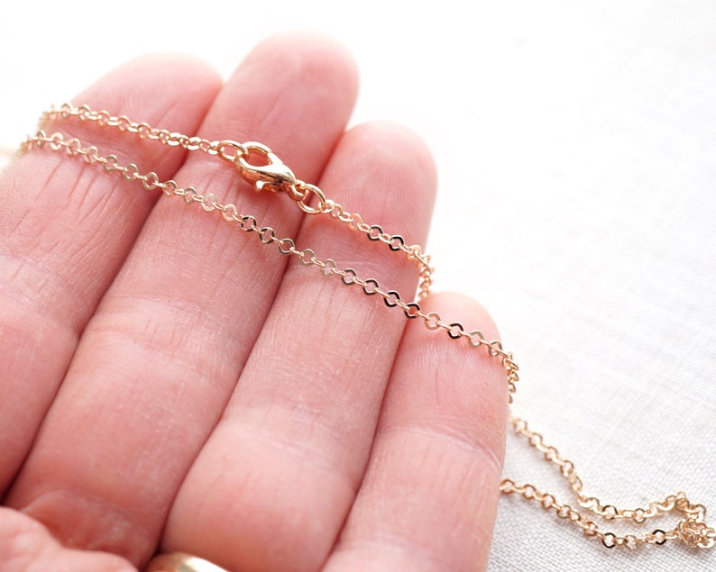 14 to 18 inch Fine Dainty Rose Gold Chain Necklace Thin Link Chain Tiny Gold Filled Finished Necklace Ready to Wear image 5