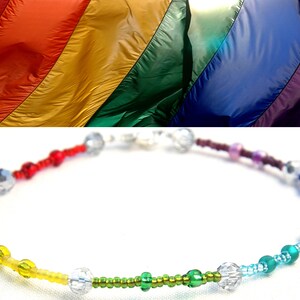 ON VACATION, Rainbow Bracelet Anklet Pride Bracelet LGBT Bracelet Silver Crystal Glass Beads Bohemian Anklet Pride