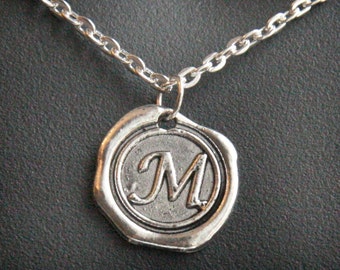 Boho Initial Necklace for men Personalized Necklace Men's Necklace Stamped Necklace Wax Seal Personalized Gift for men
