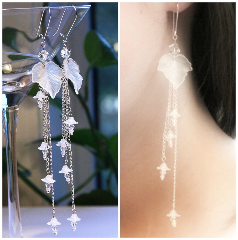 Boho Artisan White Wedding Earrings Bridal Jewelry Frosted Etsy