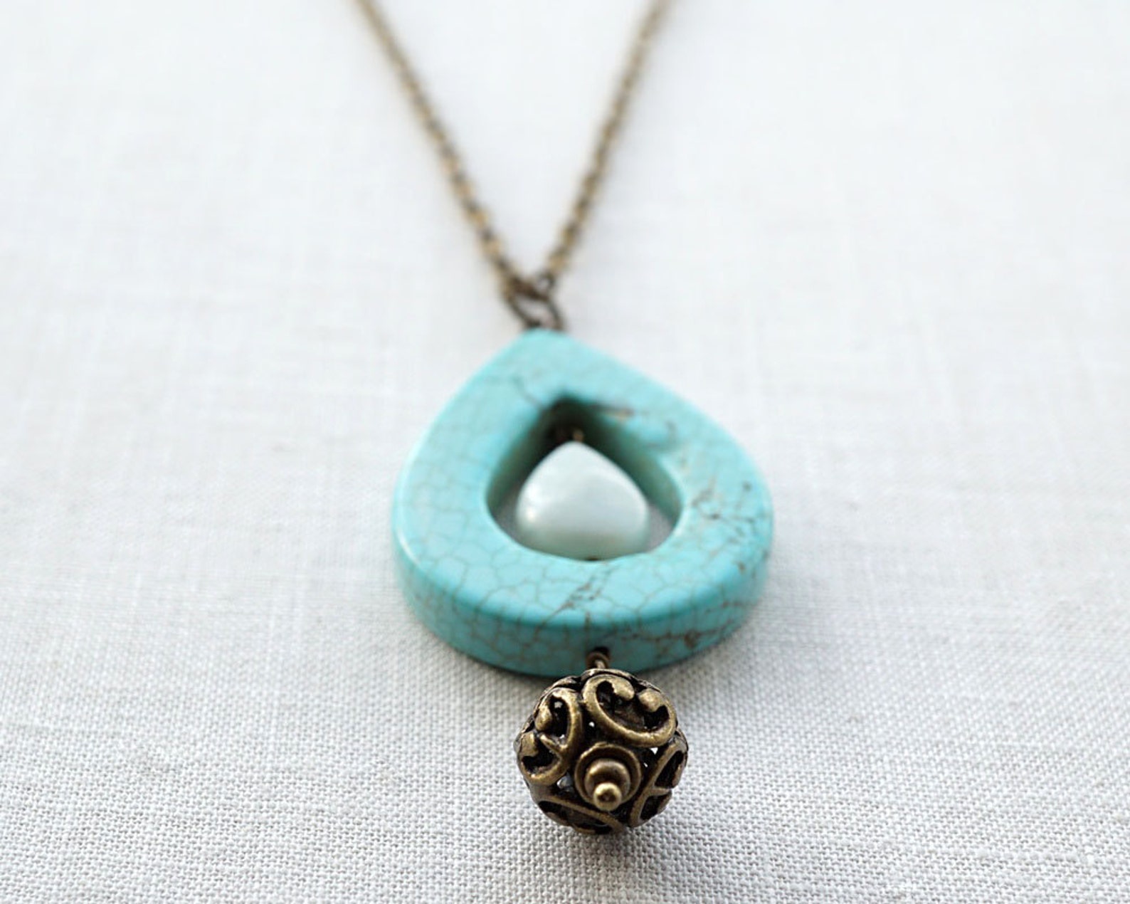 Turquoise and Yellow Drop Necklace main image 0