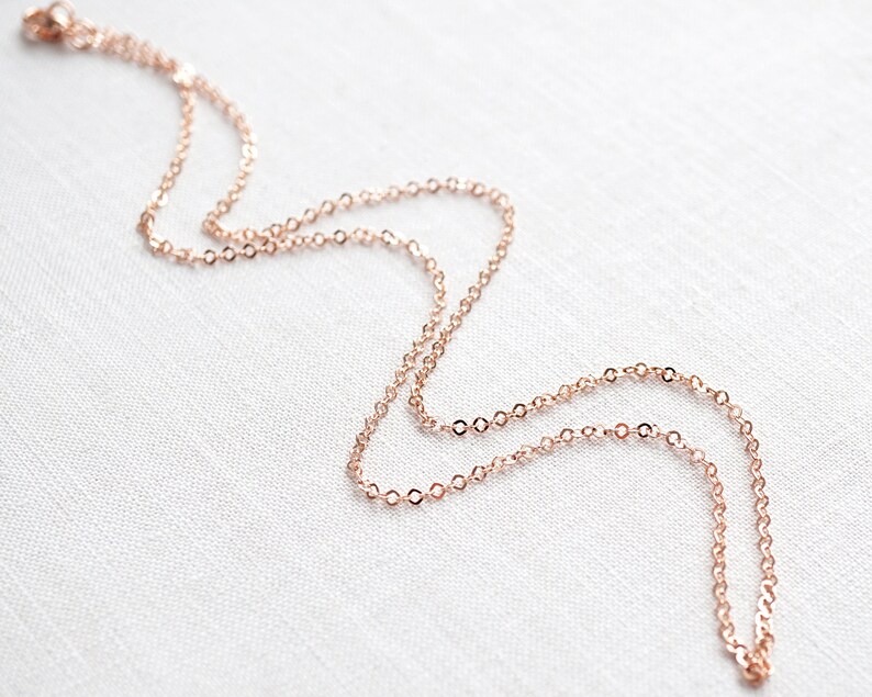 14 to 18 inch Fine Dainty Rose Gold Chain Necklace Thin Link Chain Tiny Gold Filled Finished Necklace Ready to Wear image 2