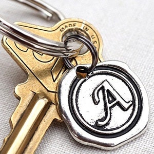 ON VACATION, Personalized Keychain Monogram Keychain add on Initial Keychain Custom Keychain Wax Seal Personalized Gift for men