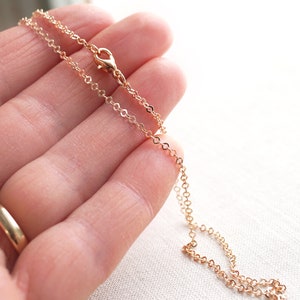 14 to 18 inch Fine Dainty Rose Gold Chain Necklace Thin Link Chain Tiny Gold Filled Finished Necklace Ready to Wear image 8