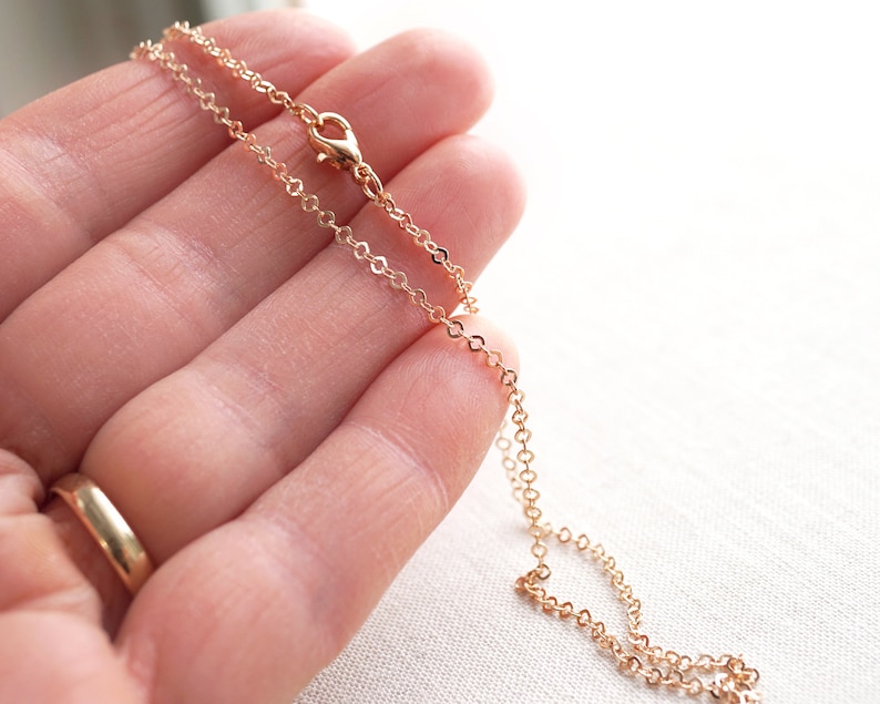 14 to 18 inch Fine Dainty Rose Gold Chain Necklace Thin Link Chain Tiny Gold Filled Finished Necklace Ready to Wear image 8