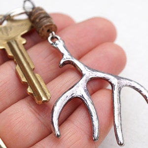 Elk Antler Keychain Dad Keychain  Coworker Gift Woodland Accessory Husband Hunt Personalized Gift for men