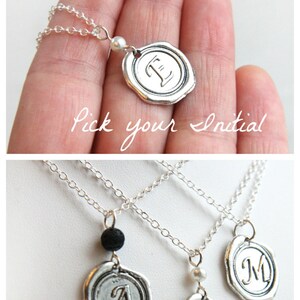 ON VACATION, Personalized Monogram & Name Necklaces Link Chain, Initial Necklace Dainty Sterling silver chain wax seal Necklace image 2