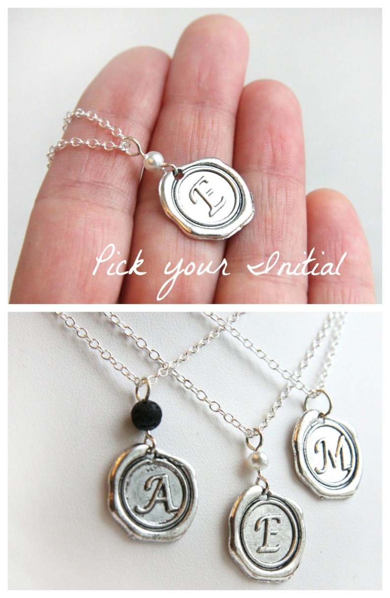 ON VACATION, Personalized Monogram & Name Necklaces Link Chain, Initial Necklace Dainty Sterling silver chain wax seal Necklace image 2