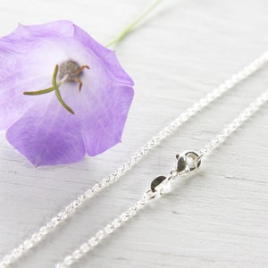 24 inch Long Fine 925 Sterling Silver Chain Necklace Thin Link Chain Cable Finished Necklace for Pendant Ready to Wear image 1