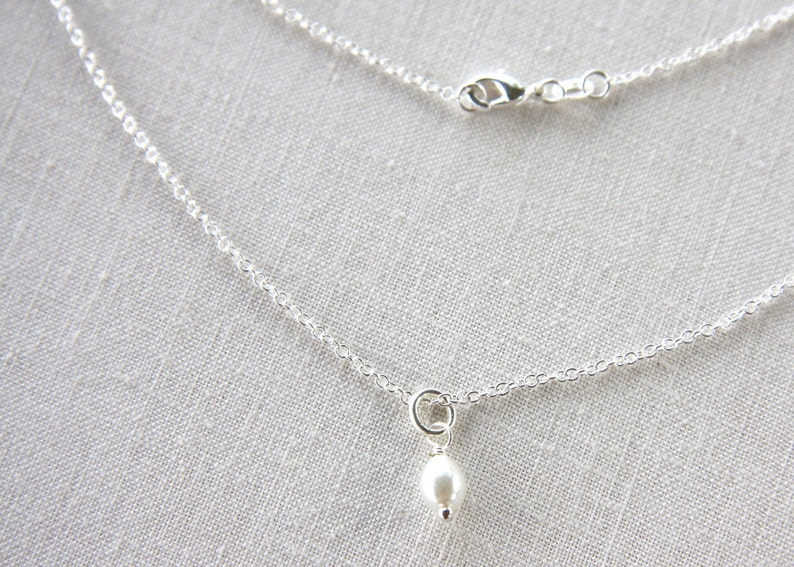 Pearl Drop Necklace Simple White Pearl Necklace Fine Dainty Etsy