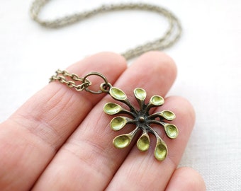 ON VACATION, Green Plant Necklace Gift for Gardener Green Thumb Botanical Pendant garden gift Flower Jewelry