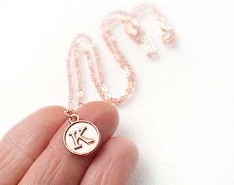 Personalised Gold Little Letter Necklace, Name Necklace Rose Gold Initial, Personalized Gift, Tiny Letter necklace