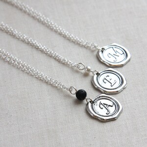 ON VACATION, Personalized Monogram & Name Necklaces Link Chain, Initial Necklace Dainty Sterling silver chain wax seal Necklace image 5