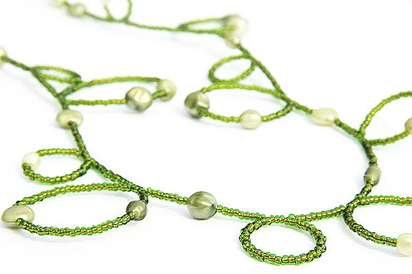 Long Pearl Necklace Handmade Bubble Dainty Seed Bead Necklace