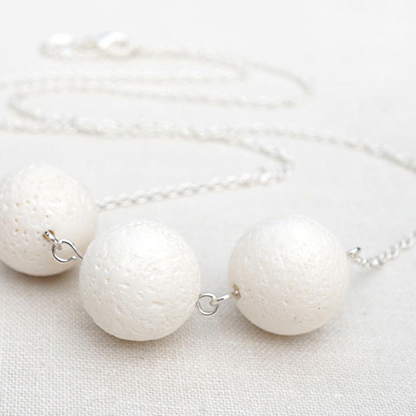 ON VACATION, Natural Stone Necklace White Coral Necklace Sterling Silver Chain Modern Minimalist Simple Necklace Large Sponge Coral