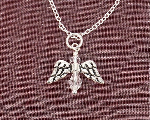 Crystal on sale angel necklace