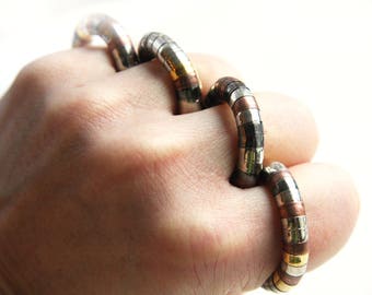 Boho Stacking Ring Urban Ring Unisex Steampunk Ring Modern Trendy Ring Mixed Metal Ring Snake Lizard Ring