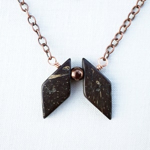 Collana da uomo Boho Tribal Festival, gioielli da uomo, marrone, caffè, regalo, collana di cocco, collana con doppio diamante, collana Boho