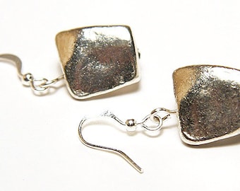 Exquisite Sterling Silver Nugget Earrings, Simple Modern Minimalist Edgy