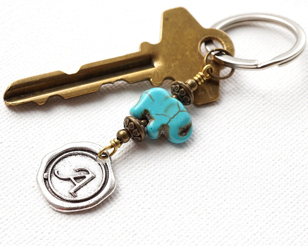 ON VACATION Personalized Keychain, Blue Turquoise Lucky Baby Elephant ...