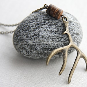 Adventure Gift Deer Jewelry Elk Antler Necklace Woodland Jewelry Antique Bronze Rustic Hunt gift for Men Hunter