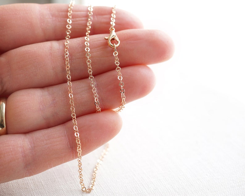 14 to 18 inch Fine Dainty Rose Gold Chain Necklace Thin Link Chain Tiny Gold Filled Finished Necklace Ready to Wear image 1