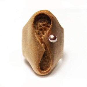 Hand Carved Wooden Ring Statement Ring Infinity Moon Ring Eco Friendly Ring Art Jewelry Natural modern
