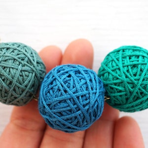 Big Ball Necklace Teal Colorful Cotton Ball Bib Necklace Statement Necklace Gift for Knitter Yarn Necklace for women