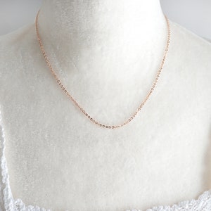 14 to 18 inch Fine Dainty Rose Gold Chain Necklace Thin Link Chain Tiny Gold Filled Finished Necklace Ready to Wear image 6